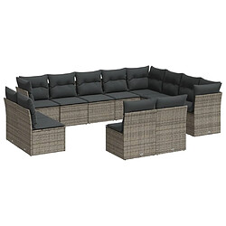 Maison Chic Salon de jardin avec coussins 12 pcs, Ensemble Tables et chaises de jardin, gris résine tressée -GKD396886