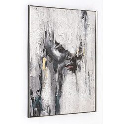 Pegane Tableau peinture à l'huile sur toile,peinte murale avec cadre en bois noir - Longueur 80 x Profondeur 3.5 x Hauteur 120 cm