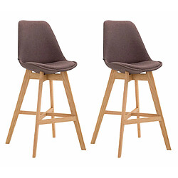 Decoshop26 Lot de 2 tabouret de bar chaise haute design moderne en tissu marron 10_0001300