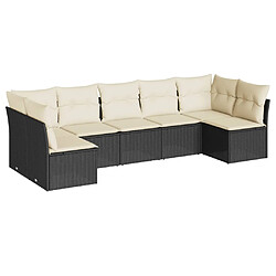 vidaXL Salon de jardin 7 pcs avec coussins noir résine tressée