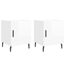 vidaXL Tables de chevet 2 pcs blanc brillant 40x40x50 cm