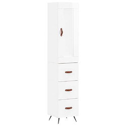 Maison Chic Buffet,Meuble de Rangement,commode pour salon,Cuisine Blanc brillant 34,5x34x180 cm Bois d'ingénierie -MN73831