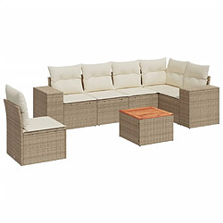 vidaXL Salon de jardin avec coussins 7 pcs beige résine tressée