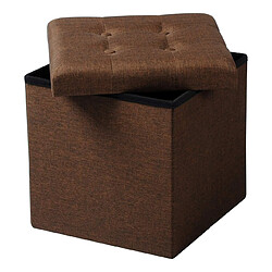 Helloshop26 Tabouret d'assise en lin avec espace de rangement marron 19_0000467 