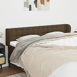 Maison Chic Tête de lit scandinave avec oreilles,meuble de chambre Marron foncé 163x23x78/88 cm Tissu -MN11378