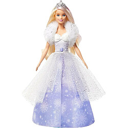 Mattel Barbie Dreamtopia poupée princesse Flocons avec robe qui se déploie et cheveux blonds à mèche rose