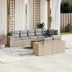 Maison Chic Salon de jardin avec coussins 9 pcs, Ensemble Tables et chaises de jardin, beige résine tressée -GKD393995