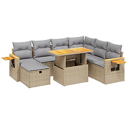 vidaXL Salon de jardin avec coussins 8 pcs beige résine tressée