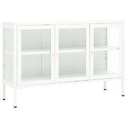 Maison Chic Buffet,Meuble de Rangement,commode pour salon,Cuisine Blanc 105x35x70 cm Acier et verre -MN17840