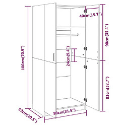 vidaXL Garde-robe Chêne fumé 80x52x180 cm Bois d'ingénierie pas cher