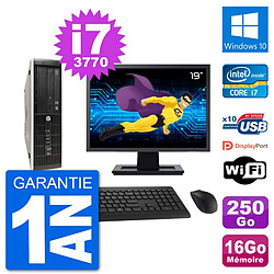 PC HP Compaq Pro 6300 SFF Ecran 19" Intel i7-3770 RAM 16Go 250Go Windows 10 Wifi - Occasion