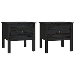 vidaXL Tables d'appoint 2 pcs Noir 50x50x49 cm Bois massif de pin