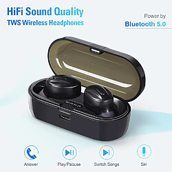 GUPBOO TWS V5.0 Casque sans fil Compatible Bluetooth Mini casques étanches Casque stéréo de sport