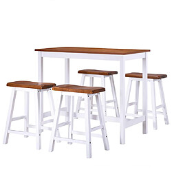 vidaXL Table et tabouret de bar 5 pcs Bois massif