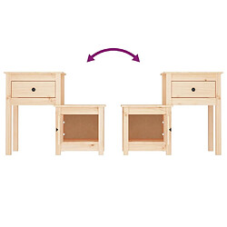 Maison Chic Table de chevet, Table de Nuit, Meuble de Rangement 79,5x38x65,5 cm Bois de pin massif pas cher