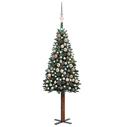 vidaXL Sapin de Noël mince pré-éclairé et boules vert 180 cm 