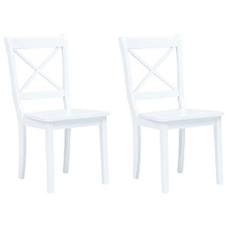 Decoshop26 Lot de 2 chaises de salle à manger cuisine design classique blanc bois d'hévéa massif CDS020160