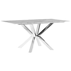 Beliani Table à manger effet marbre blanc / argenté 160 x 90 cm SABROSA