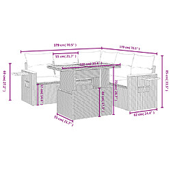 Avis vidaXL Salon de jardin 6 pcs avec coussins noir résine tressée