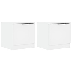 Maison Chic Lot de 2 Tables de chevet - Tables de Nuit Blanc 40x39x40 cm