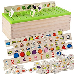 Totalcadeau Boîte en bois pour tri des formes et objets système jeu montessori