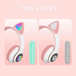 Acheter Universal Casque Bluetooth inlassable rose blanc casque au fil d'oreille avec lumière LED