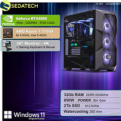 Sedatech Pack PC Gamer Pro • AMD Ryzen 7 7700X • RTX4080 • 32Go DDR5 • 2To SSD M.2 • Windows 11 • Moniteur 28"