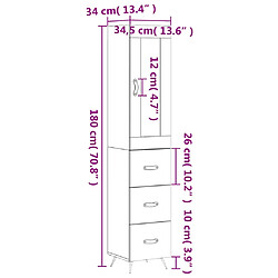 vidaXL Buffet haut Noir 34,5x34x180 cm Bois d'ingénierie pas cher