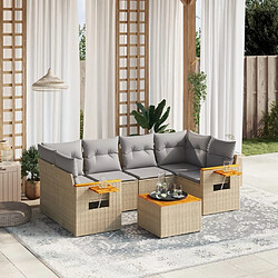 Maison Chic Salon de jardin avec coussins 7 pcs, Ensemble Tables et chaises de jardin, beige résine tressée -GKD246441