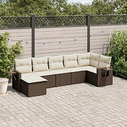 Maison Chic Salon de jardin avec coussins 7 pcs, Ensemble Tables et chaises de jardin, marron résine tressée -GKD980228