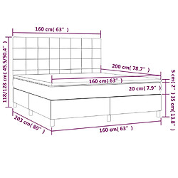 vidaXL Sommier à lattes de lit avec matelas Gris clair 160x200cm Tissu pas cher