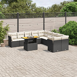 Maison Chic Salon de jardin 11 pcs avec coussins, Ensemble Tables et chaises d'extérieur noir résine tressée -GKD454876