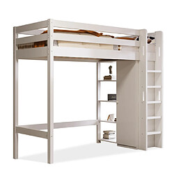 ComfortXL Lit Enfant Avec Mezzanine, Armoire Et 6 Étagères, Lit Simple 90x200 Cm - 208x110x186 (lxlxh), Blanc 