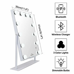 FENCHILIN DC117-58 Bluetooth Miroir de maquillage 30 x 41cm Blanc pas cher