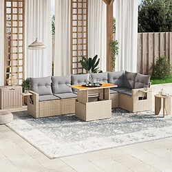 vidaXL Salon de jardin avec coussins 7 pcs beige résine tressée 