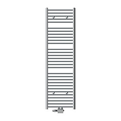 LuxeBath Radiateur de salle de bains Sahara 500x1800 mm, chrome, droit avec raccord central y compris garniture de raccordement avec thermostat universel forme d'angle et traversante