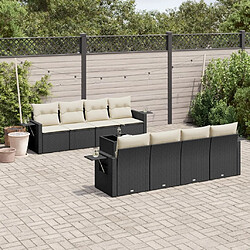 Maison Chic Ensemble Tables et chaises d'extérieur 9 pcs avec coussins,Salon de jardin noir résine tressée -GKD332337