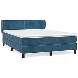 Maison Chic Lit adulte- Lit + matelas,Sommier à lattes de lit et matelas Bleu foncé 140x200cm Velours -GKD42004