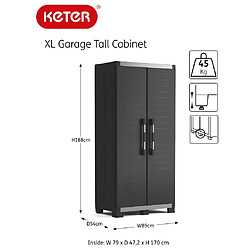 Keter Armoire de rangement et étagères Garage XL Noir et argenté 188cm pas cher