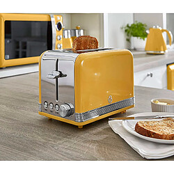 Retro Set Petit-Déjeuner Bouilloire 1,8L Sans fil, Grille-Pain 2 Larges Tranches, 850, Jaune, SWAN, STP7050YELNEU