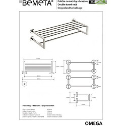 Bemeta - Maison De La Tendance Etagère porte-serviettes avec double trapèze OMEGA 65,5x16x22,5cm