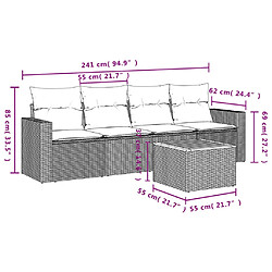 Avis vidaXL Salon de jardin avec coussins 5 pcs beige résine tressée