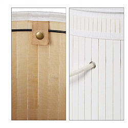 Acheter Helloshop26 Panier corbeille à linge rond couvercle 63 cm bambou blanc 13_0000819_3