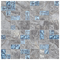 Avis vidaXL Carreaux mosaïque 22 pcs Gris et bleu 30x30 cm Verre