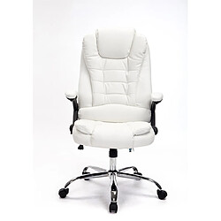 Decoshop26 Fauteuil de bureau sur roulettes confortablement rembourrés avec accoudoirs en PVC blanc et métal chromé 10_0002656