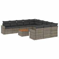 Maison Chic Salon de jardin avec coussins 12 pcs, Ensemble Tables et chaises de jardin, gris résine tressée -GKD301231