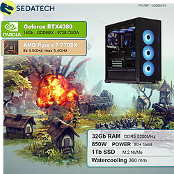 Sedatech PC Gamer • AMD Ryzen 7 7700X • RTX4080 • 32Go DDR5 • 1To SSD M.2 • sans OS