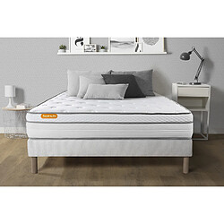 Septnuits Ensemble Memo Luxe 140 x 190 cm Matelas + sommier 140x190 Memo Luxe Ressorts ensachés + mémoire de forme 5 zones de confort MAXI épaisseur