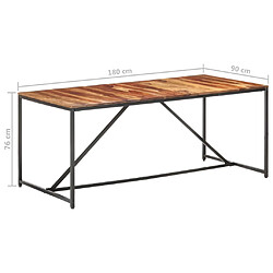 vidaXL Table à manger 180x90x76 cm Bois massif pas cher