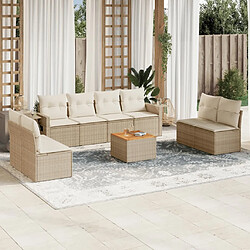 vidaXL Salon de jardin avec coussins 9 pcs beige résine tressée 